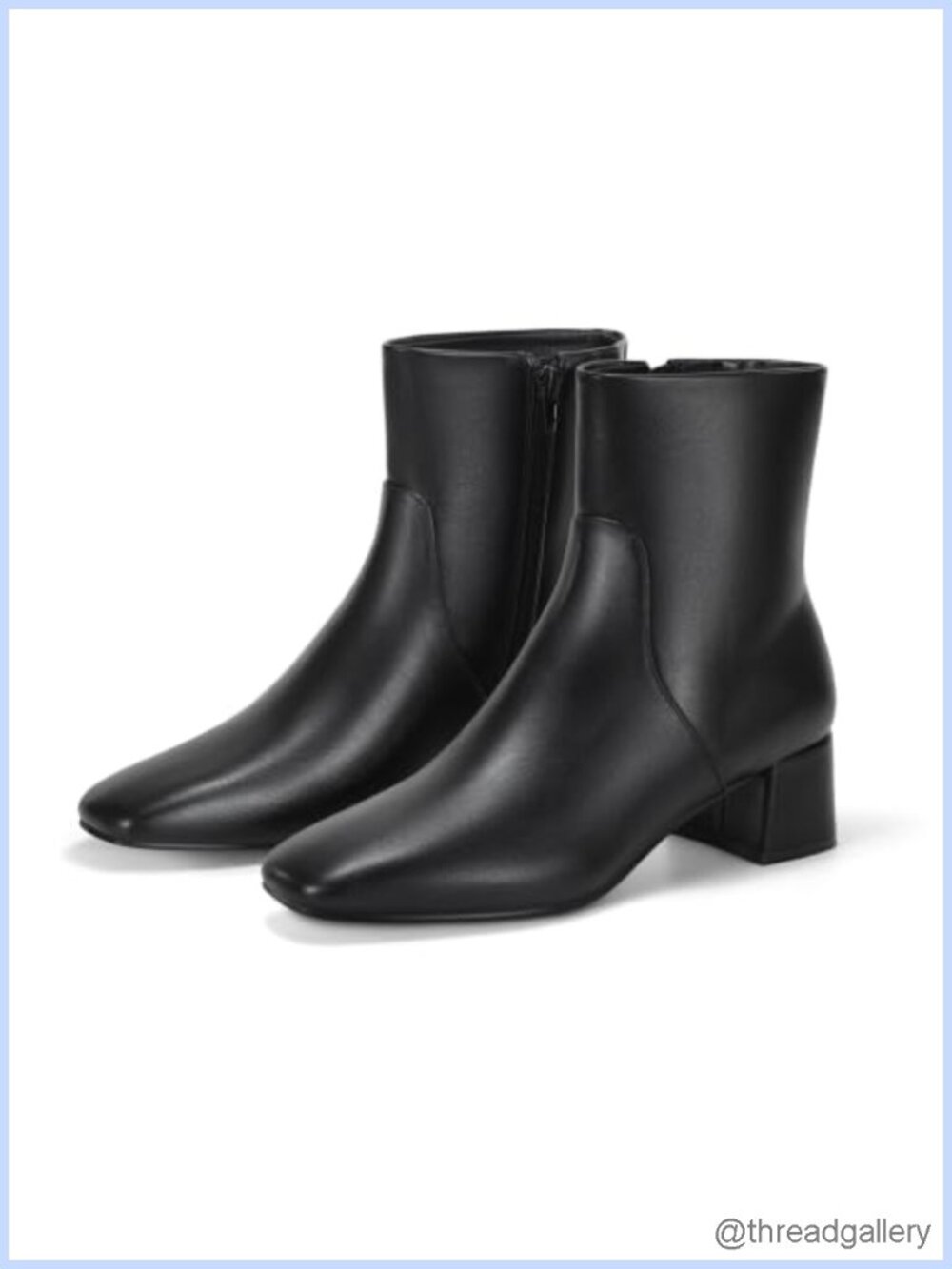 Women's Square Toe Ankle Boots Chunky Heel Side Zipper Faux Leather Fall Booties